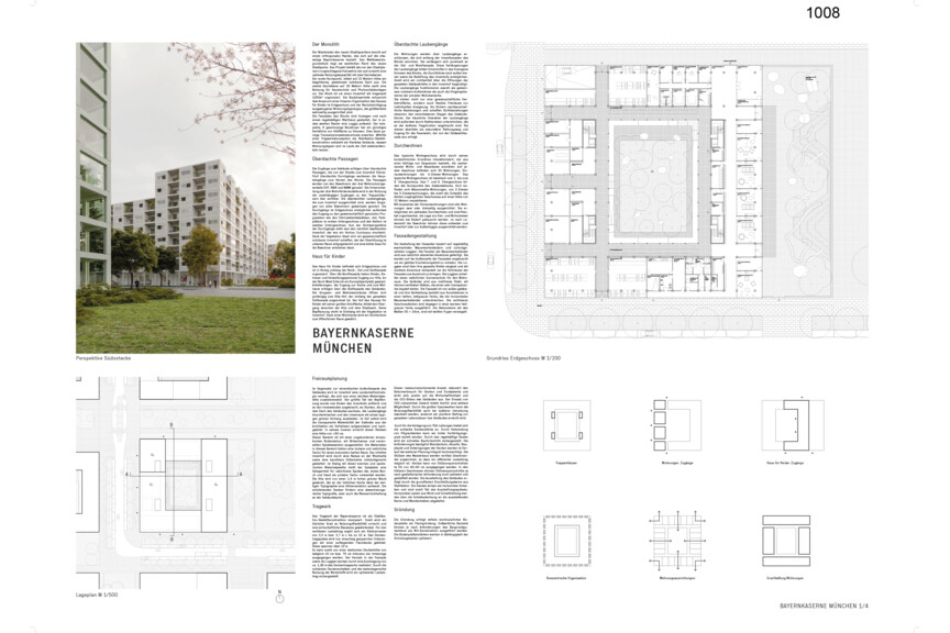Lageplan und Grundriss EG Wettbewerbsbeitrag Bayernkaserne WA5 Beitrag 1008