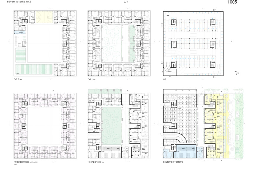 Grundrisse Wettbewerbsbeitrag Bayernkaserne Beitrag 1005