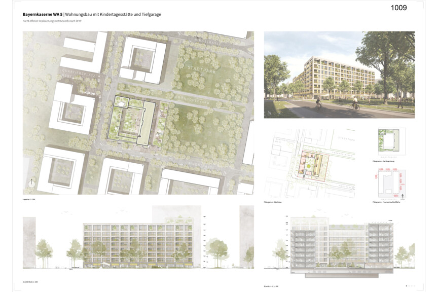 Lageplan Wettbewerbsbeitrag Bayernkaserne WA5 dritter Preis 1009