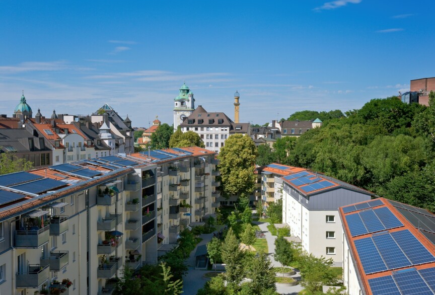 GWG-Wohnanlage Lilienhof im Stadtteil Au, Modellprojekt zur CO2-neutralen Energieversorgung