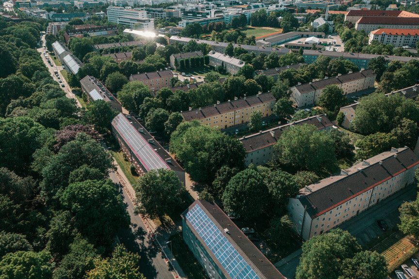 Vogelperspektive des Klimaquartiers Ramersdorf.