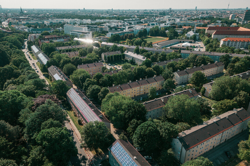 Vogelperspektive des Klimaquartiers Ramersdorf.