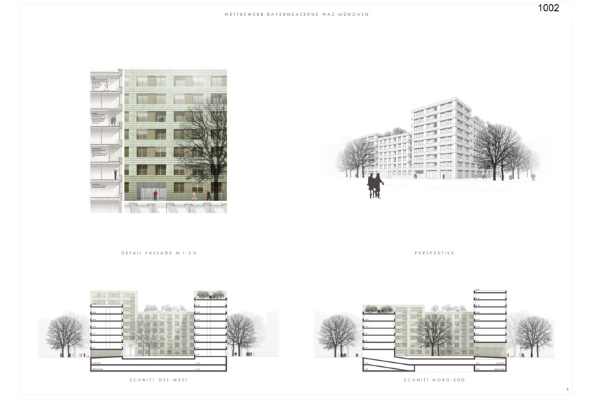 Übersicht Wettbewerbsergebnis Bayernkaserne WA5 erster Preis 1002
