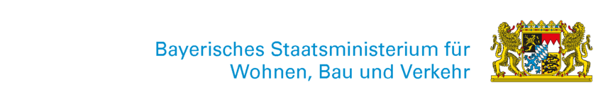 Logo Freistaat Bayern mit dem Zusatz "Bayerisches Staatsministerium für Wohnen, Bau und Verkehr
